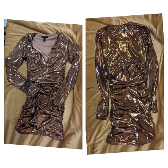 Forever 21 Small Metallic Pink Ruched Mini Dress - Picture 5 of 9